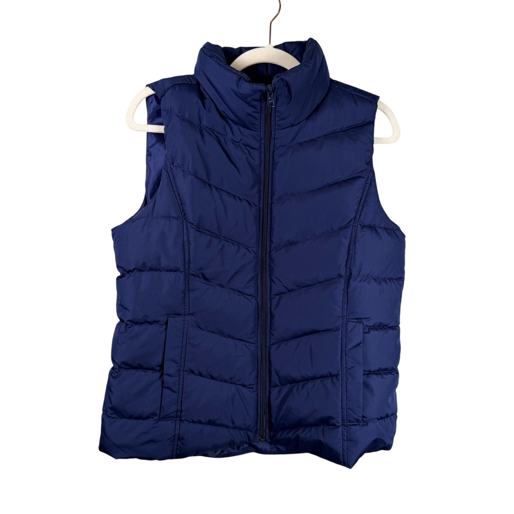 Lands End Medium 10-12 Navy Blue 600-fill Down Puffer Vest 512668 Insulated